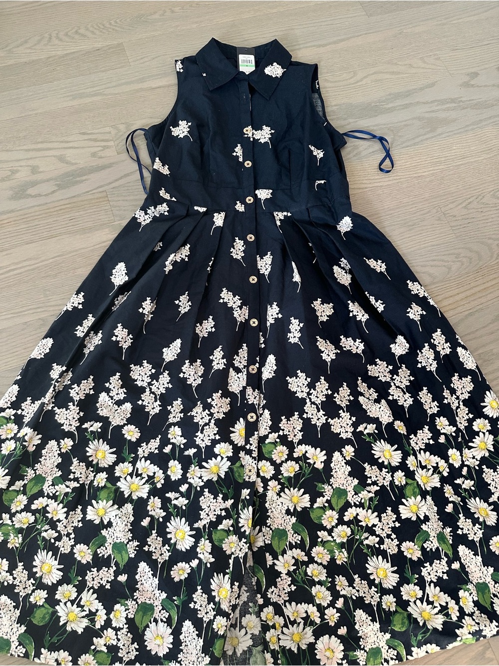Tommy Hilfiger Navy Floral Midi Dress with Daisy Border